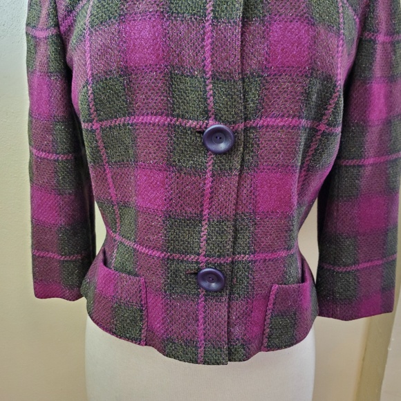Thalhimer's Vintage Purple Plaid Blazer Jacket - Picture 3 of 8